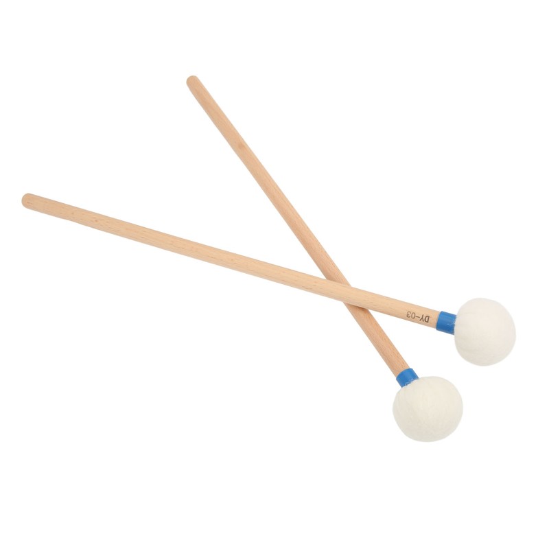 2Pcs Drum Mallet Felt Head Wooden Handle Non Slip Instrument