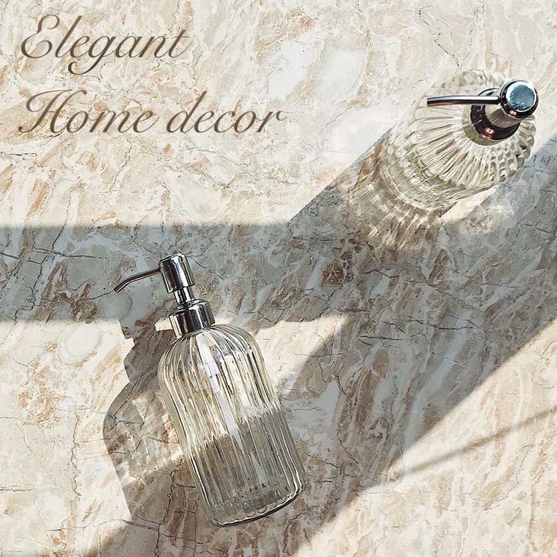 JASAI 18 Oz Clear Glass Soap Dispenser with Rust Proof