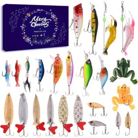 Lihome Fishing Advent Calendar 2025 – 24-Day Fishing Lure Set, for Men, Boys, Dads, and Fishermen – Freshwater and Saltwater Fishing GEA