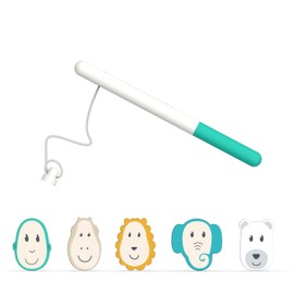 Matchstick Monkey Bath Time / Water Toy / Magnet / Bath Toy / Magnetic Fishing Game / 1 Fishing Rod / 5 Magnetic Animal Faces / Toddlers from 12 Months