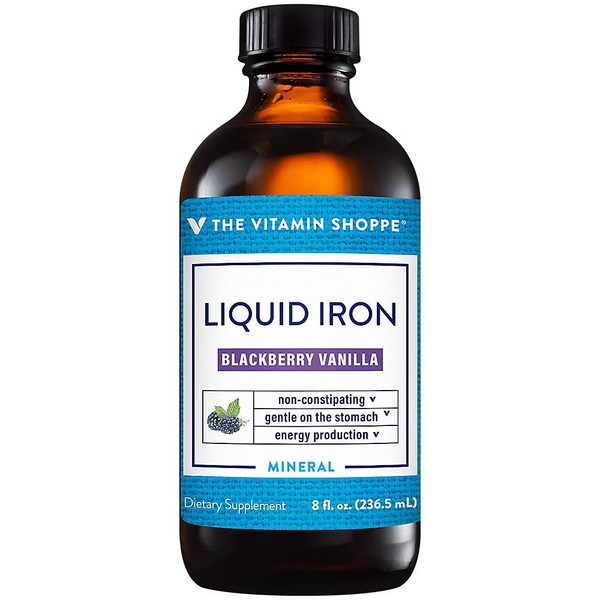 The Vitamin Shoppe Liquid Iron, BlackBerry Vanilla Flavored, Easily Absorbed,