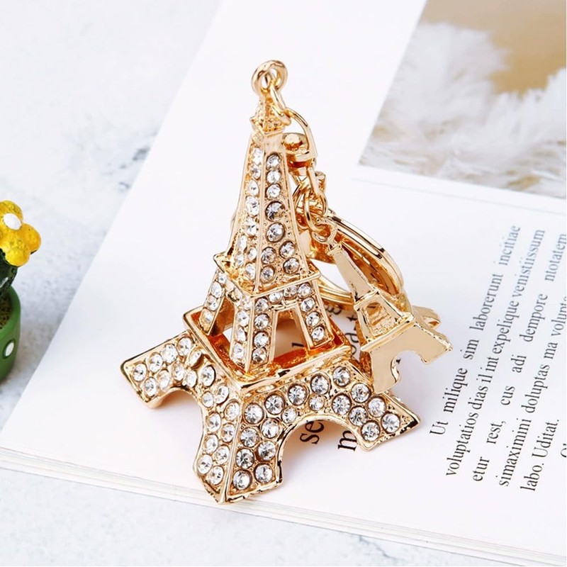 [Wovzoe] Fashionable and Convenient Eiffel Tower Rhinestone Key Chain Key