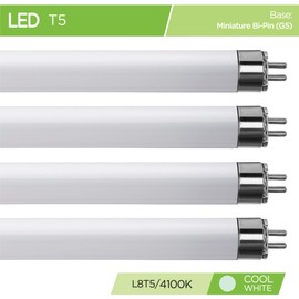 (Pack of 4) LED Direct Replacement F8T5/CW - T5 - 5 Watt - 12" - 500 Lumens - Super Long Life Light Bulbs - by KOR (Cool White (4100K))
