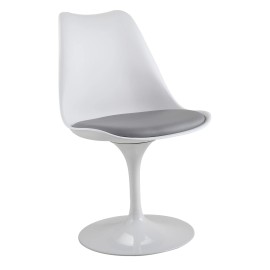 Swivel Tulip Side Chair for Kitchen and Dining Room Bar with Cushioned Seat and Curved Backrest, White and Graycolor: LIGHT GRAY, size: 19.3''(L) x 21.2''(W) x 31.9''(H)