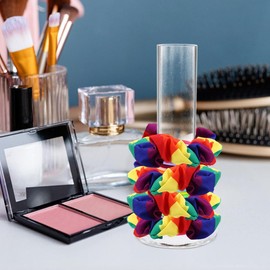 KALLORY Soporte De Scrunchie Acrílico Transparente Organizador De Exhibición Para Bandas De Cabello Corbatas Pulseras Y Joyas Torre De Accesorios Para Tocador 8.66X3.93X1.77in