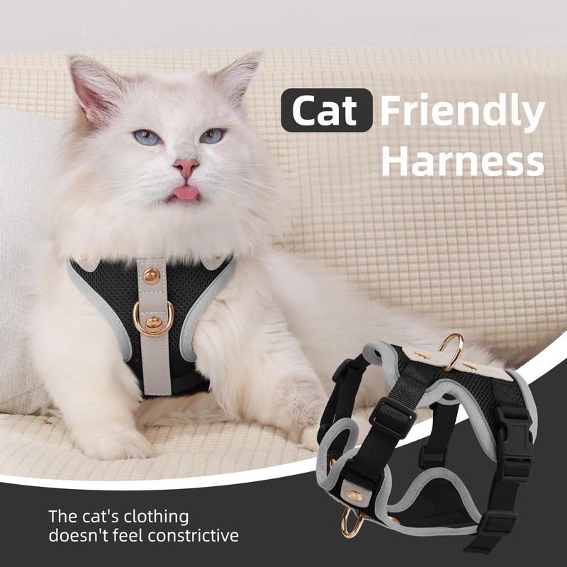 Muecleao Escape Proof Cat Harness and Leash Set, Premium Microfiber