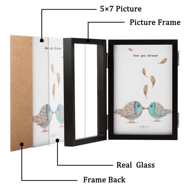 ORIVAN 5x7 Triple Picture Frame Hinged 3 Photos Folding Photo
