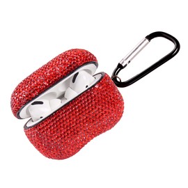 Sparkly Diamond Case for AirPods Pro 1&2 Generation with Keychain, Shockproof Protective Premium Bling Rhinestone Cover Skin Compatible with AirPods Pro Charging Case (Rro Red)