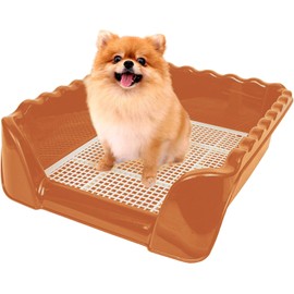 Lutema Indoor/Outdoor Training Dog Potty Tray for Small and Medium Puppies Litter Boxes in (Orange Brown)