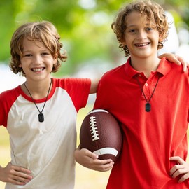 Fervia Football Bible Verse Cross Necklace for Men Stainless Steel Black Religious Gift Football Sports Jewelry for Kids Boys Men(lsaiah 41:10)