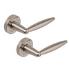 Excel Centaur Passage Door Handles on Round Rose, Satin Nickel
