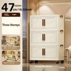 Beige Plastic Stackable Storage Box with Lid and Wheels for