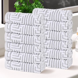 Superior Cotton Face Towel/Washcloth Set, Quick Dry, Small Facial Towels, Spa, Hotel, Guest, Home, Bathroom Basics, Plush Soft Absorbent, Luxury Quick Drying, Set of 12, Jasper Collection, Platinum