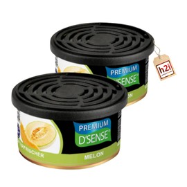 h2i Premium Melon Fragrance Tin (Pack of 2), Car Air Freshener and Fragrance Dispenser for Camping, Office and Home, 60 Days Fresh Fragrance with Volume Regulation, Fits in Drink Holder, Includes h2i