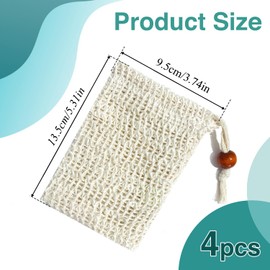 4 Stück Seifensäckchen Sisal Seifenbeutel, Natürliches Seifenbeutel Feste Seife Seifenbeutel Seifennetz Festes Shampoo Seifenbeutel Aufschäumen Für Bäder Massage Peeling Seifensäckchen Bio (4 Stück)