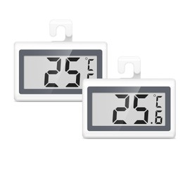 KeeKit Fridge Thermometer, Refrigerator Thermometer with LCD Digital,℃/℉ Switch, Frost Alarm, Freezer Thermometer Monitor with Hanging Hook, Magnetic, Retractable Stand - 2 Pack