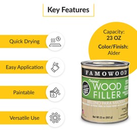 Brixwell QKV1-006 Original Wood Filler, FAMOWOOD Pint, Alder Alder