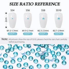 Meibite Silver Flatback Rhinestones, Glass Rhinestones for Nail Art and Craft, Glue Fix, Loose Crystal Gemstones(Silver, SS4, 2880pcs, 1.5-1.7mm)