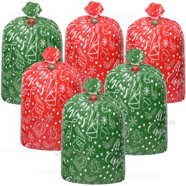 Large Christmas Gift Bags, 6PCS 44"X 36" Giant Gift Bags for Huge Gifts, Jumbo Extra Large Christmas Bags for Wrapping Oversized XL Holiday Presents, Xmas Santa Big X Large Plastic Gift Wrap Bag