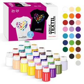 7 Artists Textile Paint, Machine Washable – 24 Fabric Paints Washable x 20 ml – Fabric Paint for Clothes, Shoes, Jeans, Bags, T-Shirt Painting