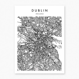 Dublin Ireland Minimal Modern Street Map Print, Unframed