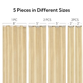 HOTBANANA Clip in Hair Extensions, 14 inch 75g 5pcs Light Blonde Highlighted Golden Blonde Clip in Hair Extensions Real Human Hair Remy Hair Stright Clip in Hair Extensions