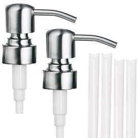 Soap Dispenser Lids Stainless Steel Lotion Dispenser Pumps Head Replacement Spare for Standard 8oz/16oz Boston Round 28/400 Thread Neck Bottles,Perfect for Dish Soap,Conditioner,Shampoo,2 Pack