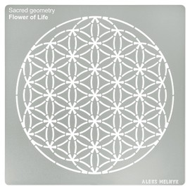 Aleks Melnyk No.389 Metal Stencil, Sacred Geometry Figures, Flower of Life Version, 1 PC, Template for Wood Burning, Engraving, Crafting, Scrapbook