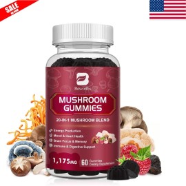 Beworths Natural Mushroom Supplement Gummies Lions Mane, Shiitake 60 Counts Fruit Flavor