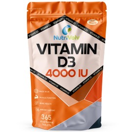 Vitamin D 4000IU | 1 Year Supply | 365 Easy-Swallow Vitamin D3 Tablets | Vegetarian | High Strength | Immune & Bone Support Supplement | General Health & Wellbeing | 100µg