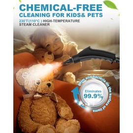 Zerpyor Handheld Steam Cleaner, 2500W Powerful 15sec Heat-up Multipurpose Steamer, 3-Level Temp, 37OZ Pressurized Deep Cleaning Steamer with 10 pcs Accessories for Window, Grease, Car, Home