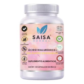 Ácido Hialurónico + Colágeno Hidrolizado 120 Cáps | Saisa Herbal | Suplemento Alimenticio | Belleza y Salud Articular