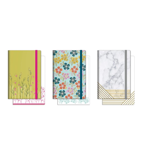 B-THERE Bundle of Pocket Notebooks with Elastic Closures - 3 Different Designs - 3.5" x 5" Pocket Notebooks Stationery
