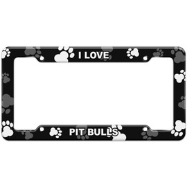 GRAPHICS & MORE Paw Prints License Plate Frame I Love Dogs N-R - Pit Bulls