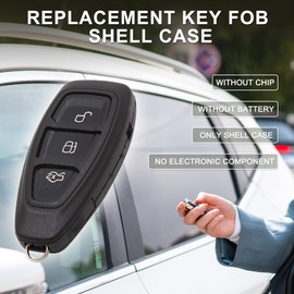 TUCKBOLD Key Fob Shell Case for Ford Focus 2011-2014 3 Buttons Plastic Replacement | Keyless Entry Remote Control Key Shell Case 1 Pcs