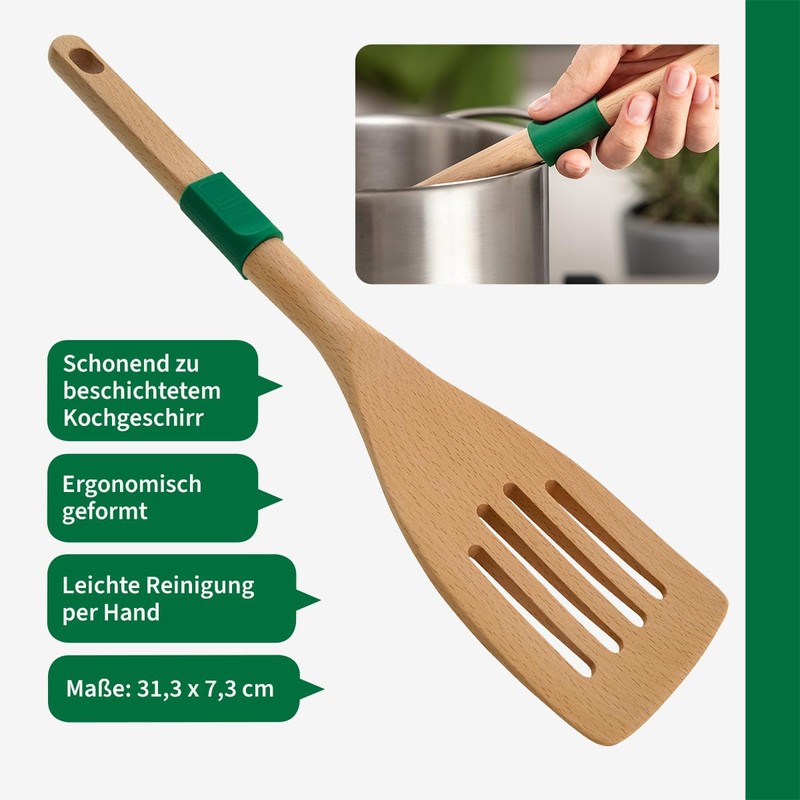 Chefkoch Slotted Turner Made of Sustainable Beech Wood - Ergonomic