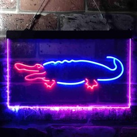 ADVPRO Alligator Crocodile Game Kid Room Illuminated Dual Colour LED Bar Light Neon Light Advertising Neon Sign Blue & Red 300 x 210 mm st6s32-i0827-br