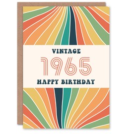 Artery8 Vintage Retro Him Her Rainbow Born 1965 Aged 60 Years Old 60th Birthday Card Mum Dad Gran Grandad