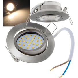 ChiliTec LED Recessed Spotlight Dimmable Swivelling 5 Watt 590 Lumen 32 mm Flat 230 V Recessed Spotlight Stainless Steel Design 2900 K Light Warm White