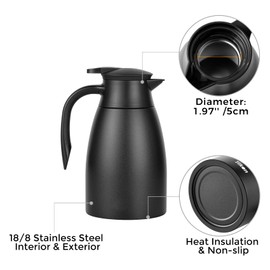 Tiken 51 Oz Thermal Coffee Carafe, Stainless Steel Insulated Vacuum Coffee Carafes For Keeping Hot, 1.5 Liter Beverage Dispenser (Starry Black)