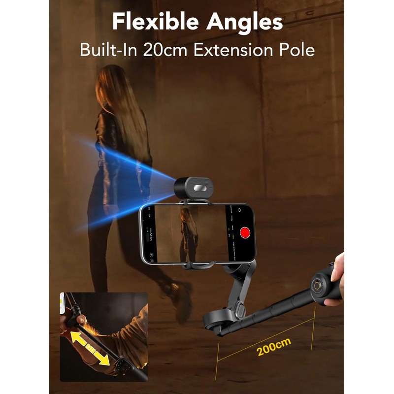AOCHUAN Smart X2 Smartphone Gimbal Stabilizer with 360°Rotation,OLED Display,Built-in 20cm