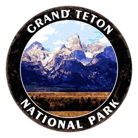 Grand Teton National Park Tin Sign City Trip Landscape Metal Tin Sign 12x12in Rust-Proof Antique Metal Art Plaque for Bedroom Cafe Bar Club Pub Garage