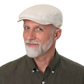 Stetson Lightweight Driver Flat Cap – Plain Hat – Elegant Linen Cap – Made in Germany – Breathable and Skin-friendly for Men – Spring/Summer, cream white