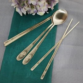 (Hyunwoo) Mandarin Duck Ion Laser Couple Cutlery Set 2p / (현우)원앙 이온 레이저 부부수저세트 2p