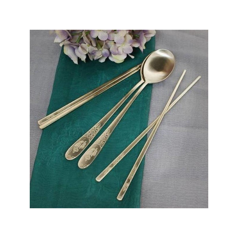 (Hyunwoo) Mandarin Duck Ion Laser Couple Cutlery Set 2p /