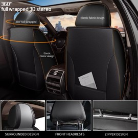 DISUTOGO Front Seat Covers for Jeep Compass 2012-2023 2024 2025: Front Seats Leather Car Seat Covers Waterproof for Compass(2 Seats, Black&Grey)
