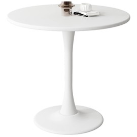 Kasinali White Round Table Modern Dining Table Tulip Round Kitchen Table Mid Century Coffee Table for Living Room, 24 inch