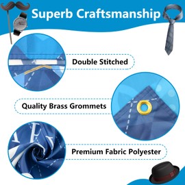 Arosche Large Fathers Day Banner Decorations 72" x 48" Happy Father's Day Backdrop Blue Bunting Gift Shoes Party Supplies Gifts Photography Background for Indoor Outdoor Garden,Yard,Home Decor