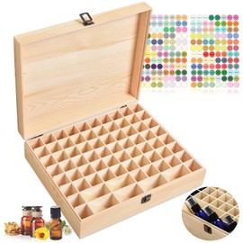 WishesMar 25 Holes Wooden Essential Oils Storage Box - Wooden Box Holds 5 10 15 ml Essential Oils Bottles - Portable Organiser Wooden Box for Fragrance Oils Exhibition Storage