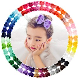 40PCS 4.5 Inch Hair Bows for Girls Grosgrain Ribbon Toddler Hair Accessories with Alligator Clips for Toddlers Baby Girls Kids